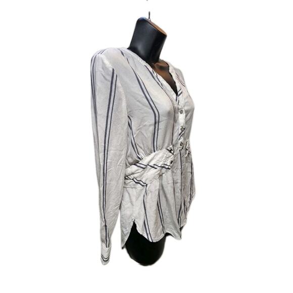 Women's Small High Vibrations casual-chic Stripe Mini Shirt Dress By Soho - Picture 2 of 16